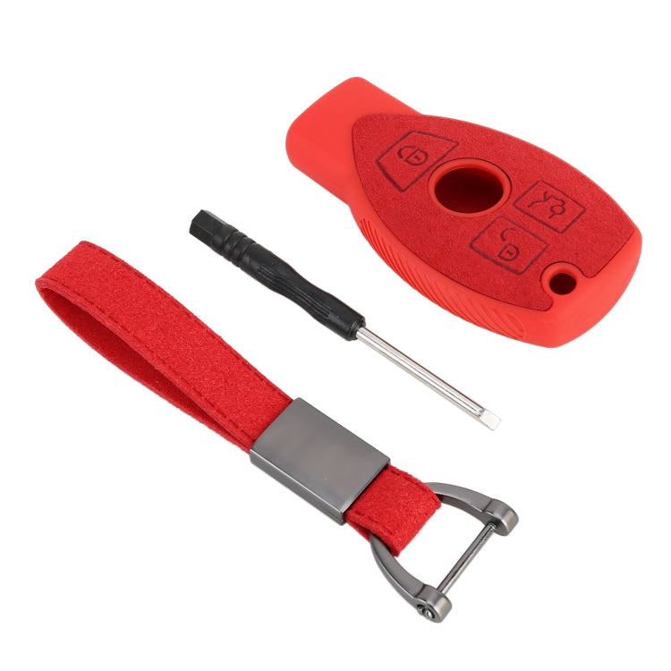 Car Flocking Plastic Key Protective Cover Three Buttons for Mercedes-Benz