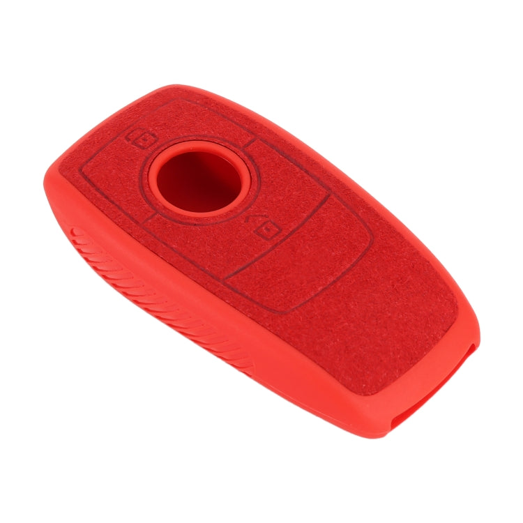 Car Flocking Plastic Square-shaped Key Protective Cover Three Buttons for Mercedes-Benz
