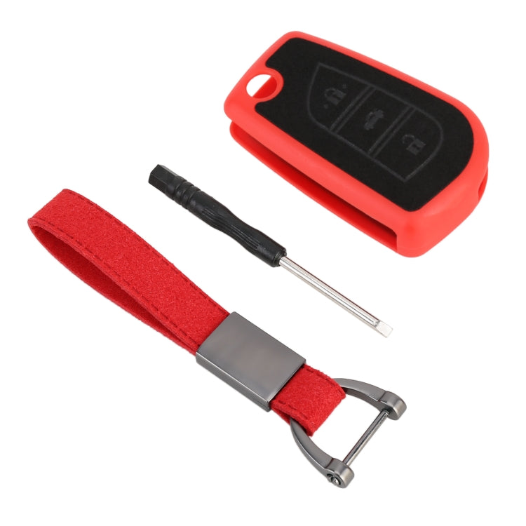 Car Flocking Plastic Key Protective Cover Three Buttons for Toyota, Style 3