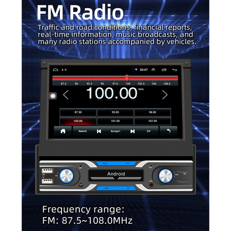 HD 7 inch Car Stretch Android Player GPS Navigation Bluetooth Stereo Radio, Support Mirror Link & FM & WIFI