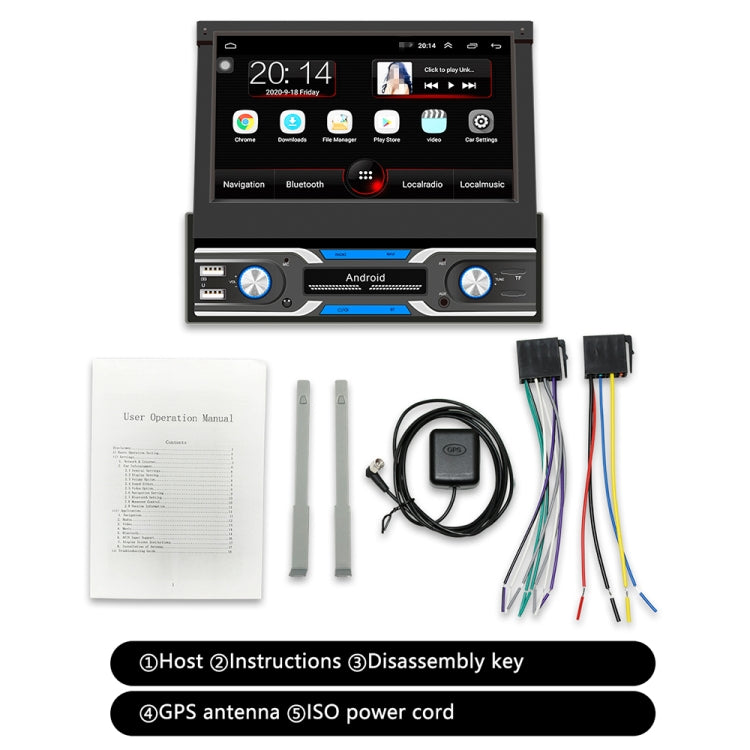 HD 7 inch Car Stretch Android Player GPS Navigation Bluetooth Stereo Radio, Support Mirror Link & FM & WIFI