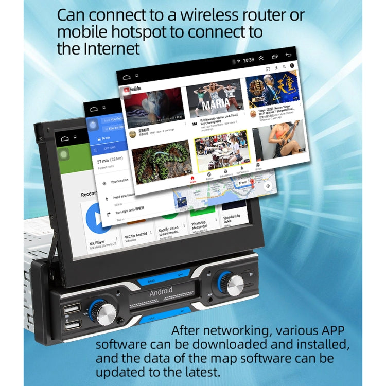 HD 7 inch Car Stretch Android Player GPS Navigation Bluetooth Stereo Radio, Support Mirror Link & FM & WIFI