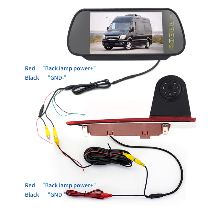 PZ477 Car Waterproof 170 Degree Brake Light View Camera + 7 inch Rearview Monitor for Ford Transit Custom