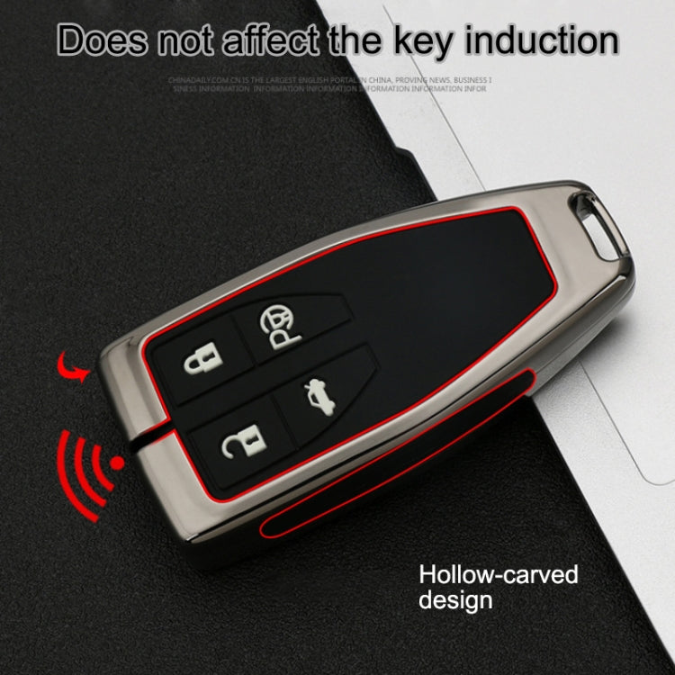 Car Luminous All-inclusive Zinc Alloy Key Protective Case Key Shell for Hong Qi B Style Smart 4-button