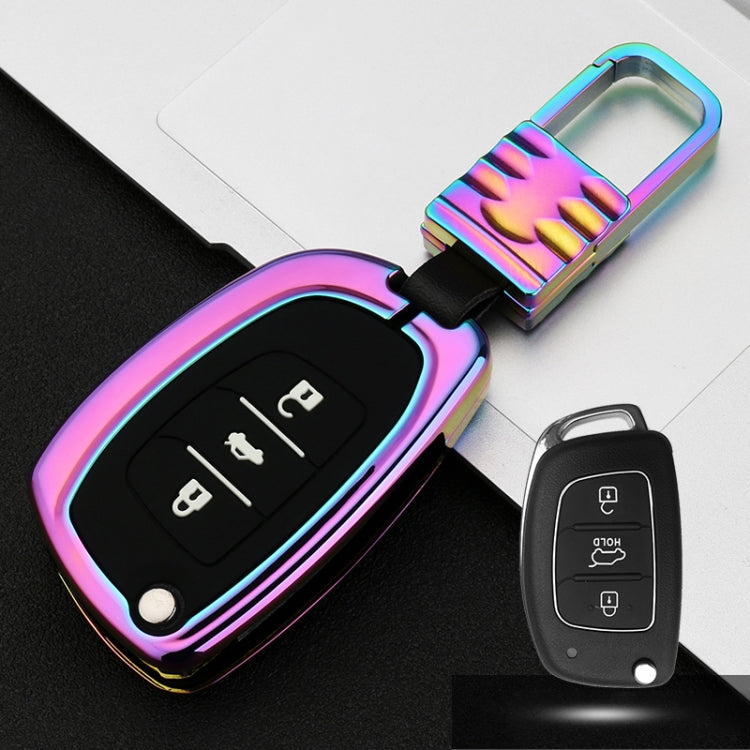 Car Luminous All-inclusive Zinc Alloy Key Protective Case Key Shell for Hyundai D Style Folding 3-button