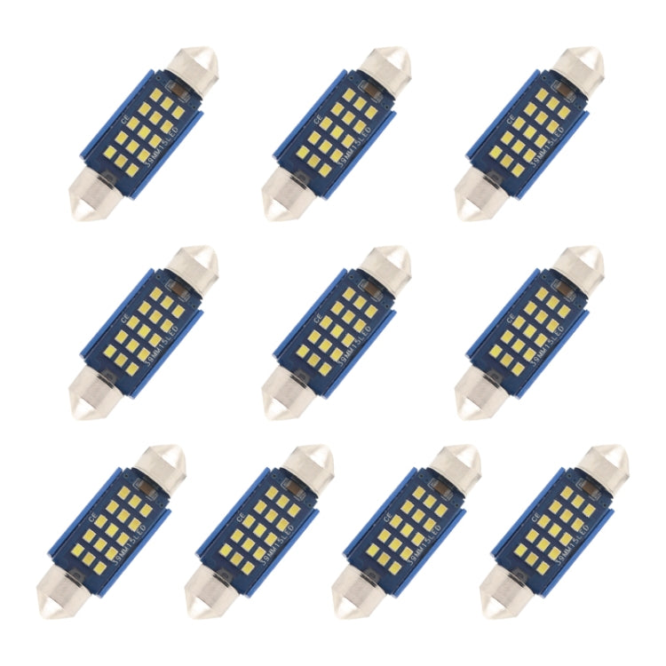 10 PCS 39mm DC12-24V / 1W / 6000K / 60LM 15LEDs SMD Car Reading Lamp Dome Light