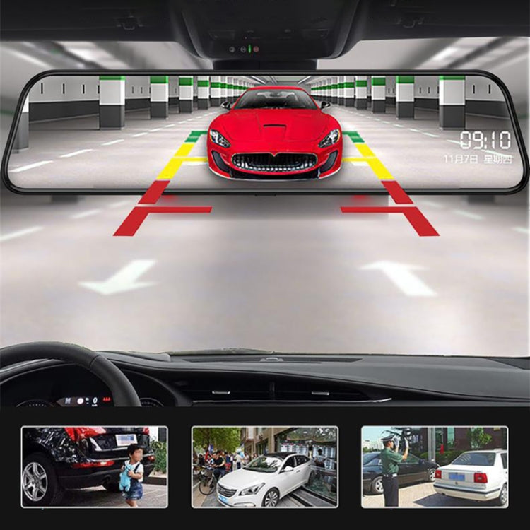 T90 12 inch 2K Rearview Mirror Driving Recorder Intelligent Voice Control Starlight Night Vision Front and Rear Dual-lens Reversing Images