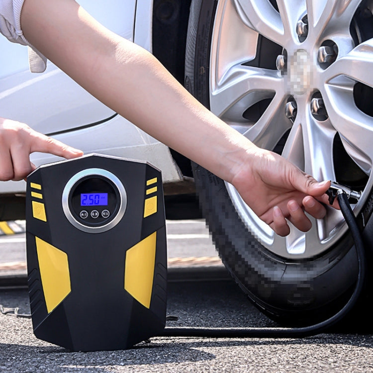 Car 12V Portable Inflatable Cylinder Pedal Digital Display Air Pump with Light & Tool Box