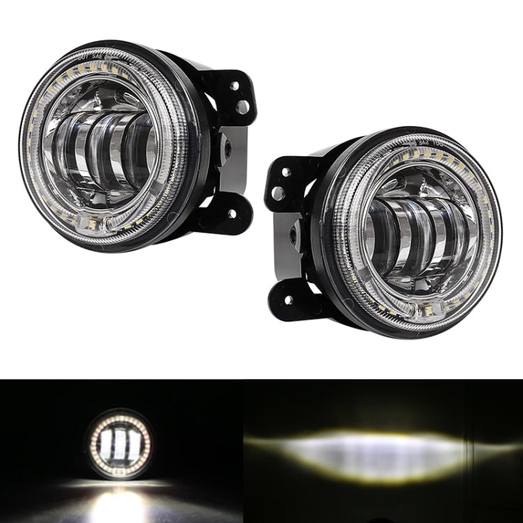2 PCS DC12V-30V / 30W / 3A / 1440LM 12LEDs 4 inch Car LED Colorful Fog Light, Style: White Background