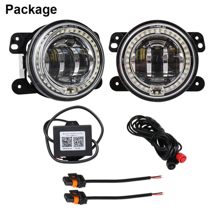 2 PCS DC12V-30V / 30W / 3A / 1440LM 12LEDs 4 inch Car LED Colorful Fog Light, Style: White Background