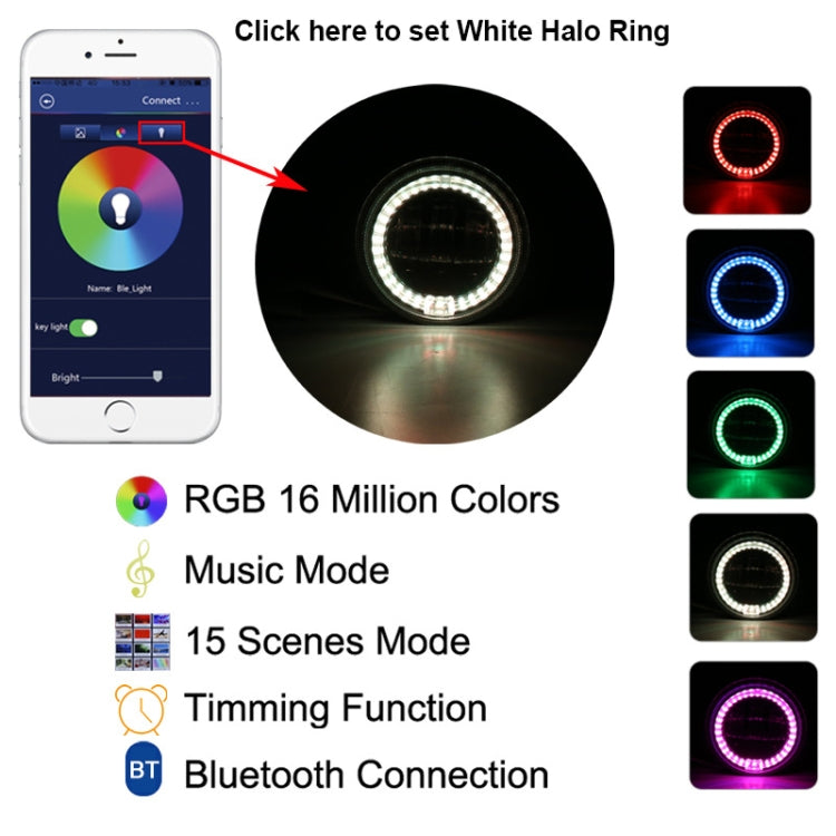 2 PCS DC12V-30V / 30W / 3A / 1440LM 12LEDs 4 inch Car LED Colorful Fog Light, Style: White Background