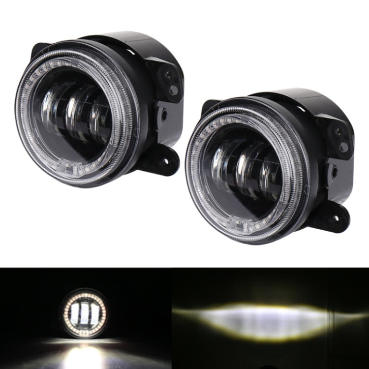 2 PCS DC12V-30V / 30W / 3A / 1440LM 12LEDs 4 inch Car LED Colorful Fog Light, Style: Black Background