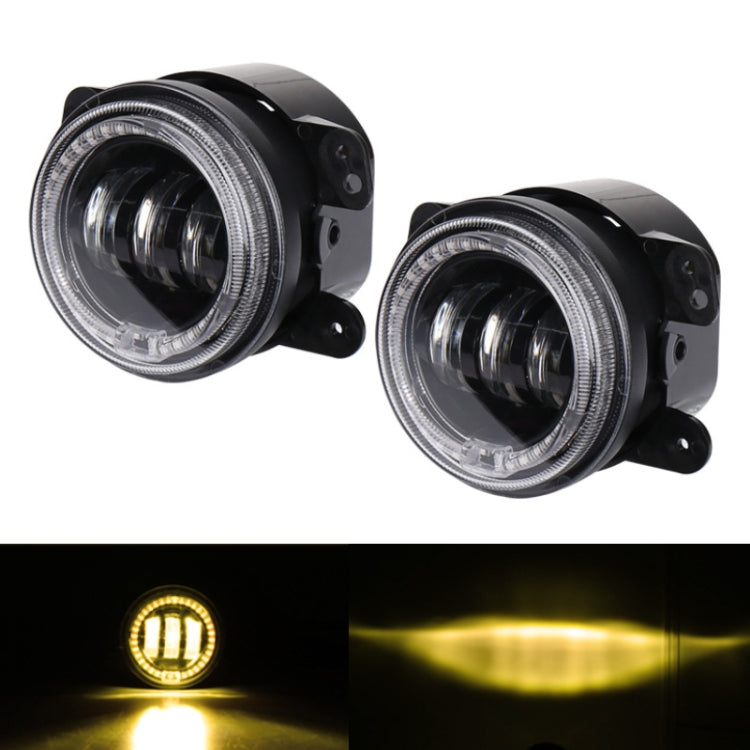 2 PCS DC12V-30V / 30W / 3A / 1440LM 12LEDs 4 inch Car LED Colorful Fog Light, Style: Black Background