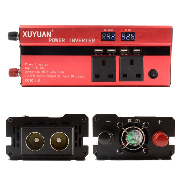 2000W Car Inverter DC12V to AC 220V Charging Converter with USB Display EU Plug