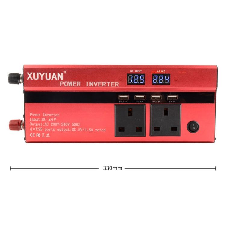 2000W Car Inverter DC24V to AC 220V Charging Converter with USB Display EU Plug