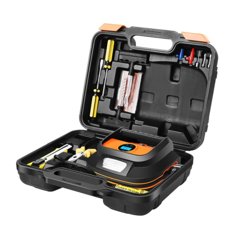 DC12V 120W 22-cylinder Portable Multifunctional Car Air Pump with LED Lamp, Style: Digital Display + Toolbox