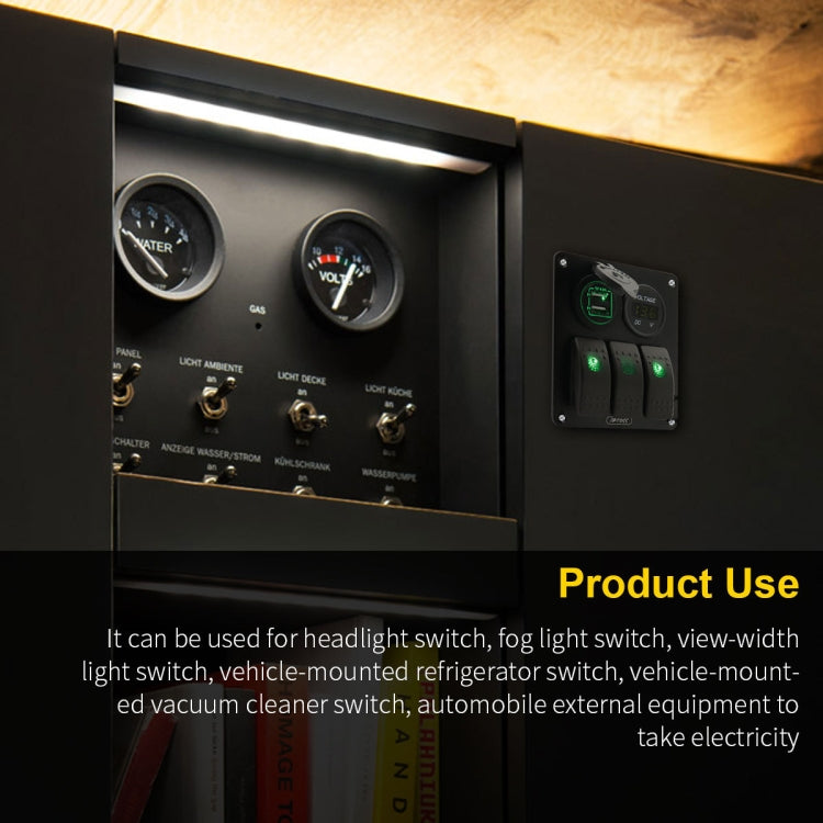 Multi-functional Combination Switch Panel 12V / 24V 3 Way Switches + Dual USB Charger for Car RV Marine Boat