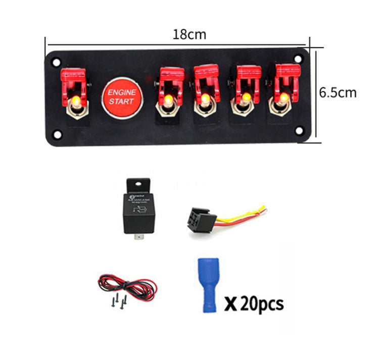 12V Universal Car One-key Start Button Modified Racing LED Light Rocker Switch Panel