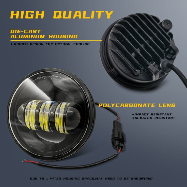 2 PCS DC9-30V 30W 3000K/6000K 3000LM 4.5 inch 3LEDs Motorcycle LED Headlight, Black