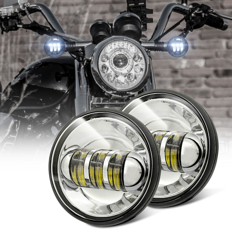 2 PCS DC9-30V 30W 3000K/6000K 3000LM 4.5 inch 3LEDs Motorcycle LED Headlight, Silver