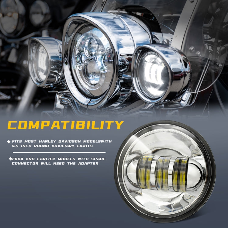2 PCS DC9-30V 30W 3000K/6000K 3000LM 4.5 inch 3LEDs Motorcycle LED Headlight, Silver