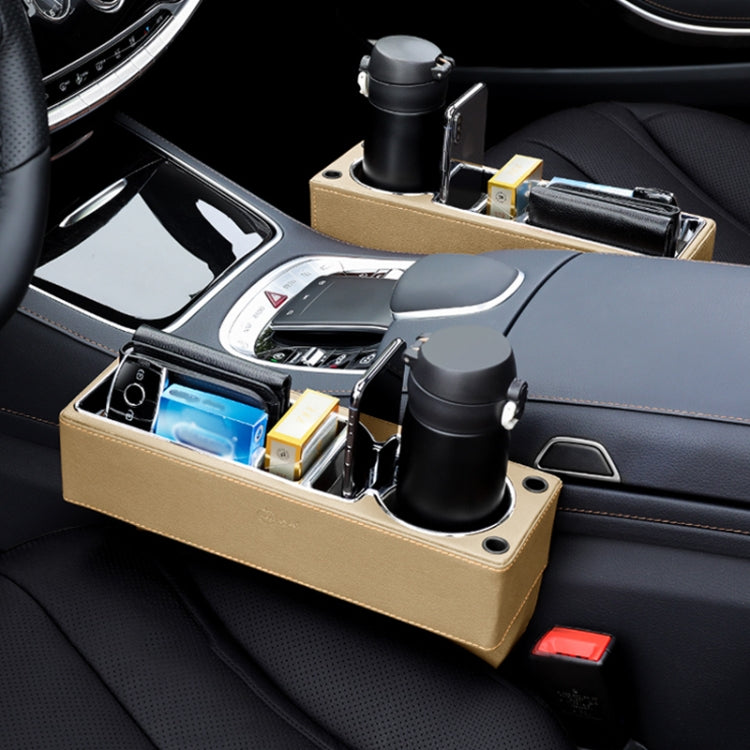 Car Multi-functional Console PU Leather Box Cup Holder Seat Gap Side Storage Box