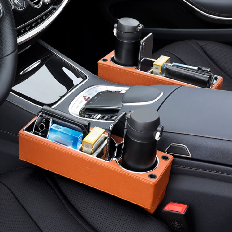 Car Multi-functional Console PU Leather Box Cup Holder Seat Gap Side Storage Box