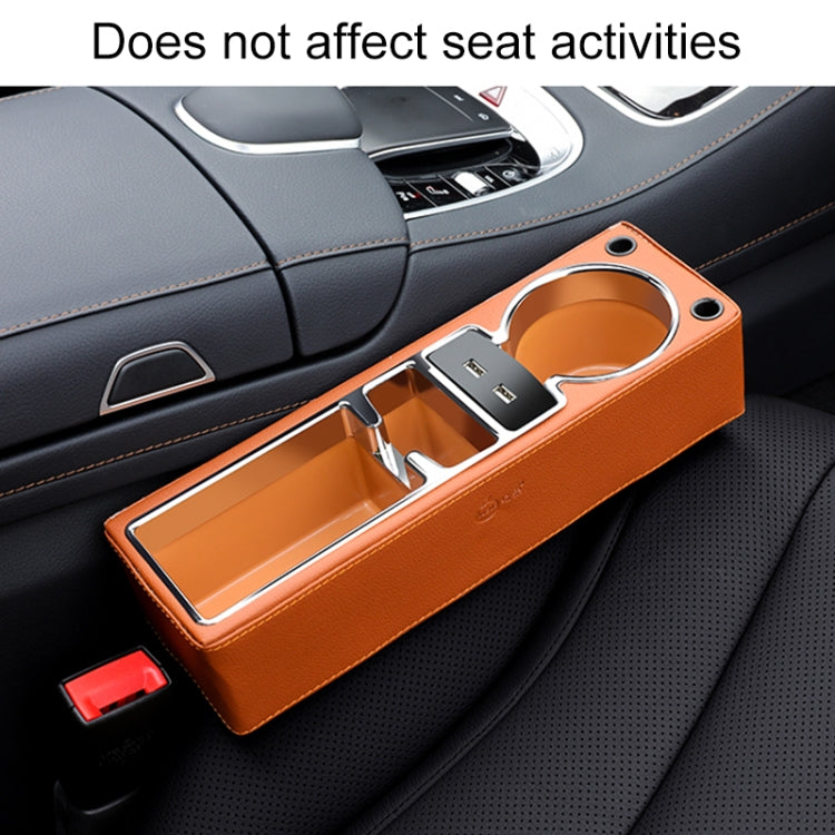 Car Multi-functional Dual USB Console PU Leather Box Cup Holder Seat Gap Side Storage Box