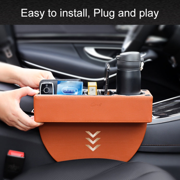 Car Multi-functional Dual USB Console PU Leather Box Cup Holder Seat Gap Side Storage Box