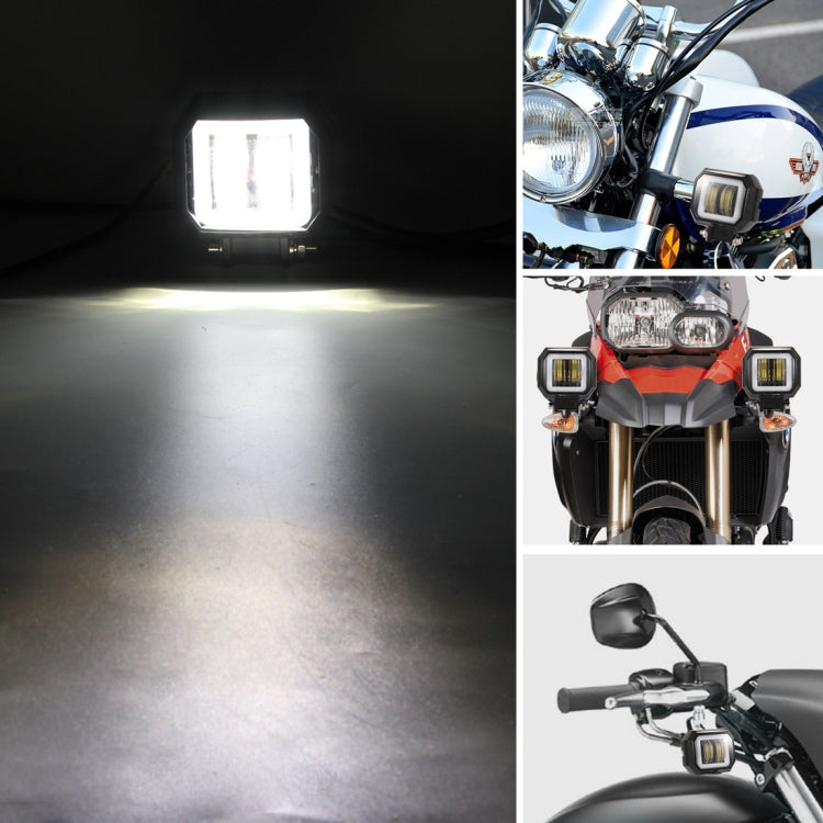 2 PCS 3 inch 27W 2500LM 6000K DC 10-80V IP68 Motorcycles Square Shape LED Spotlight Angel Eye Work Lights