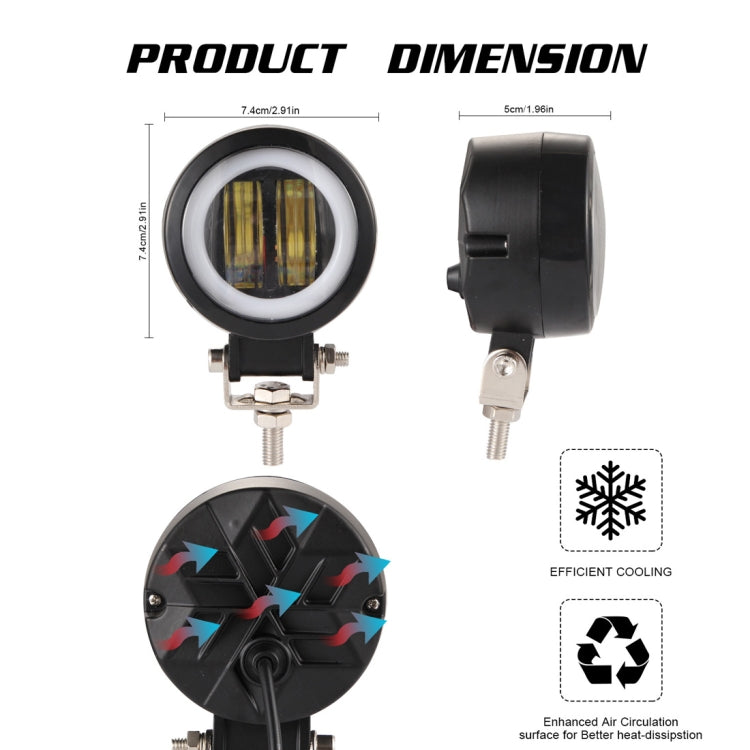 2 PCS 3 inch 27W 2500LM 6000K DC 10-80V IP68 Motorcycles Round Shape LED Spotlight Angel Eye Work Lights