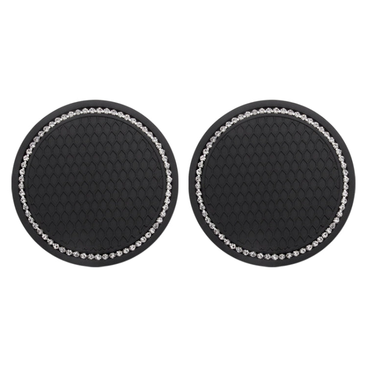 2 PCS Car Diamond Anti-skid Soft Rubber Water Cup Mat