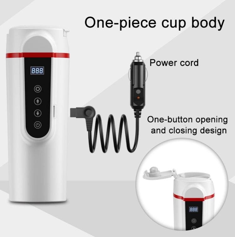 Car Heating Water Cup Small Display Smart Stainless Steel Electric Kettle (Black)