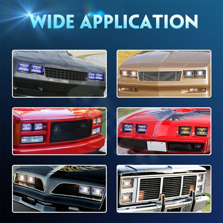 OL-2051S 1 Pair 4x6 inch Off-road Vehicle Modified Angel Devil Eyes Rectangular Headlight