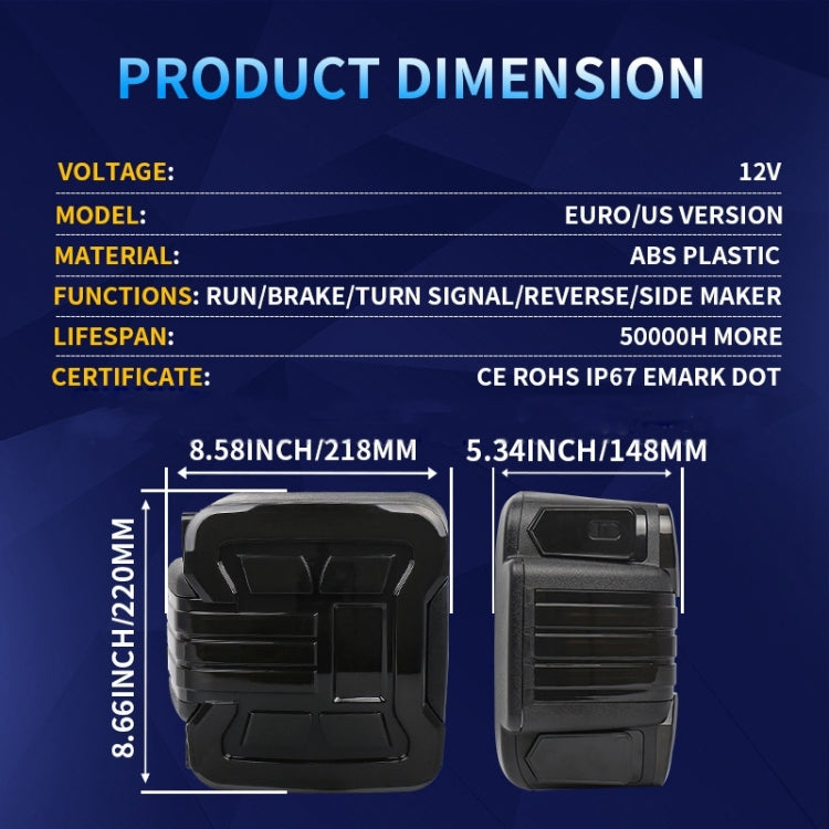 OL-20JLT01 1 Pair Car Modified Tail Light with Reversing / Brake / Day Running / Turn Signal Light Function for Jeep Wrangler JL 2008-, US Version