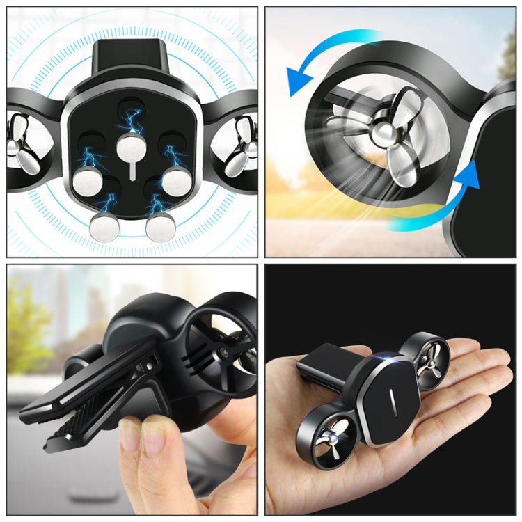 Car Dual-turbo Air Outlet Magnetic Mobile Phone Holder with Aromatherapy