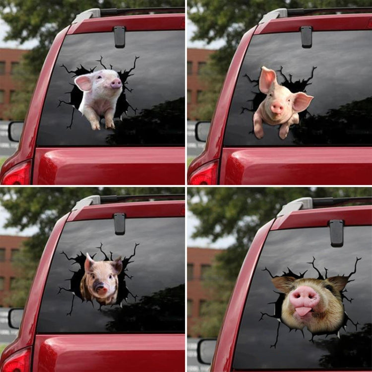 6 in 1 Creative Broken 3D Pig Car Stickers