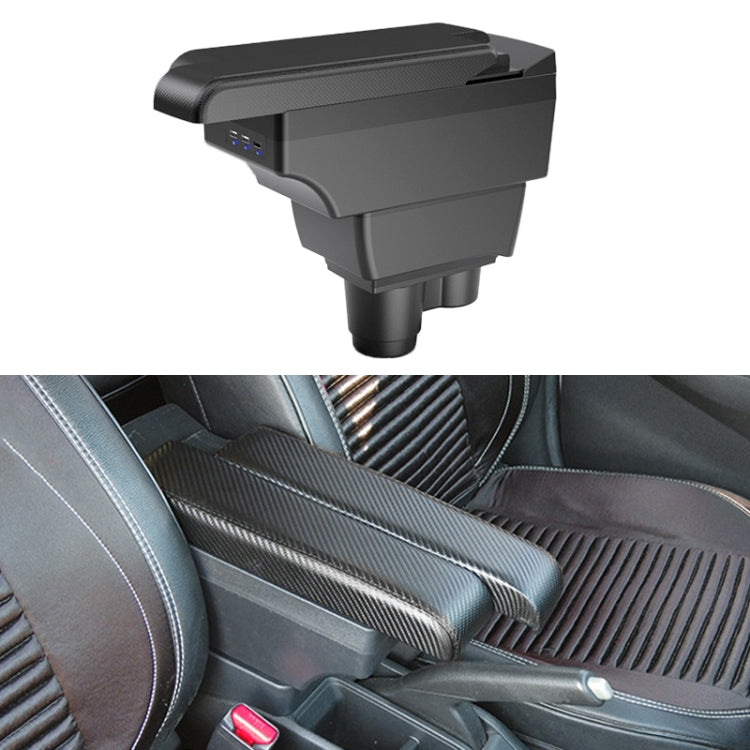 Car Center Armrest Box Side Slip Carbon Fiber Leather Type for Renault Duster 2019