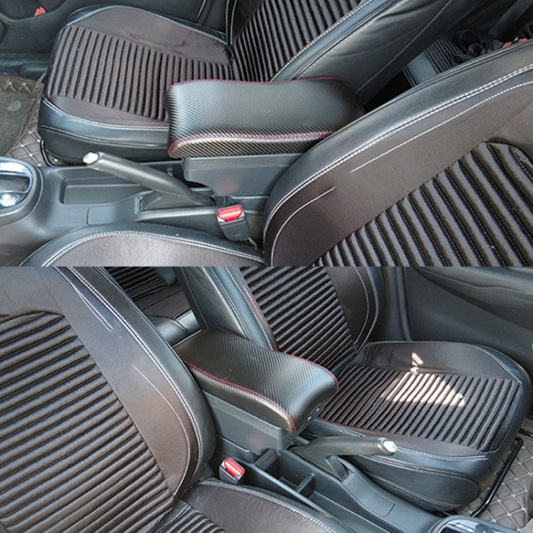 Car Center Armrest Box Curved Double Layer 7USB Carbon Fiber Leather Type for Renault Duster 2019