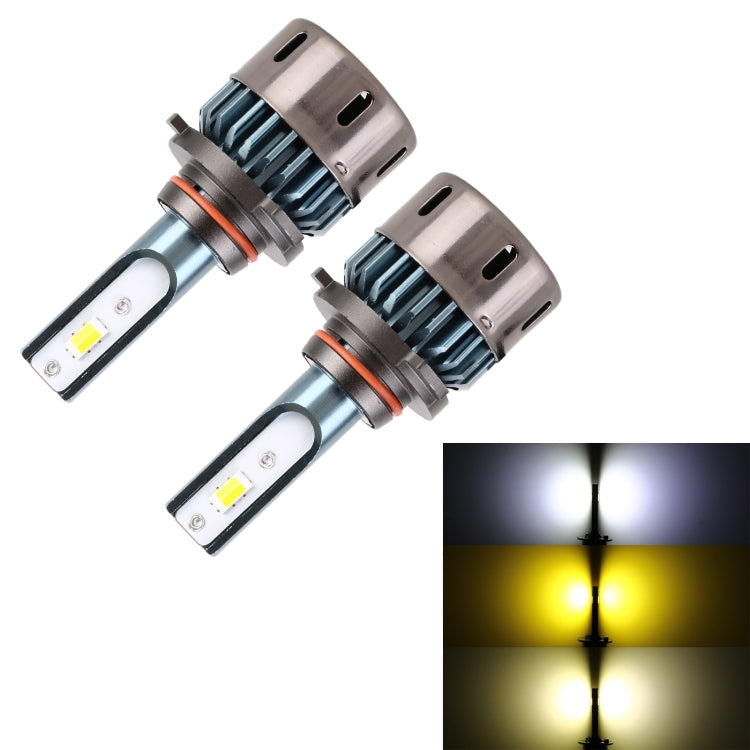 1 Pair 9006 DC12V / 30W / 3000LM Car LED SMD-1860 Lamp Bead Tricolor Headlight