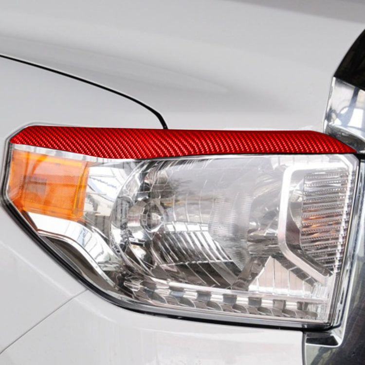 2 PCS / Set Carbon Fiber Car Headlight Eyebrow Decorative Sticker for Toyota Tundra 2014-2018,Left and Right Drive Universal(Red)