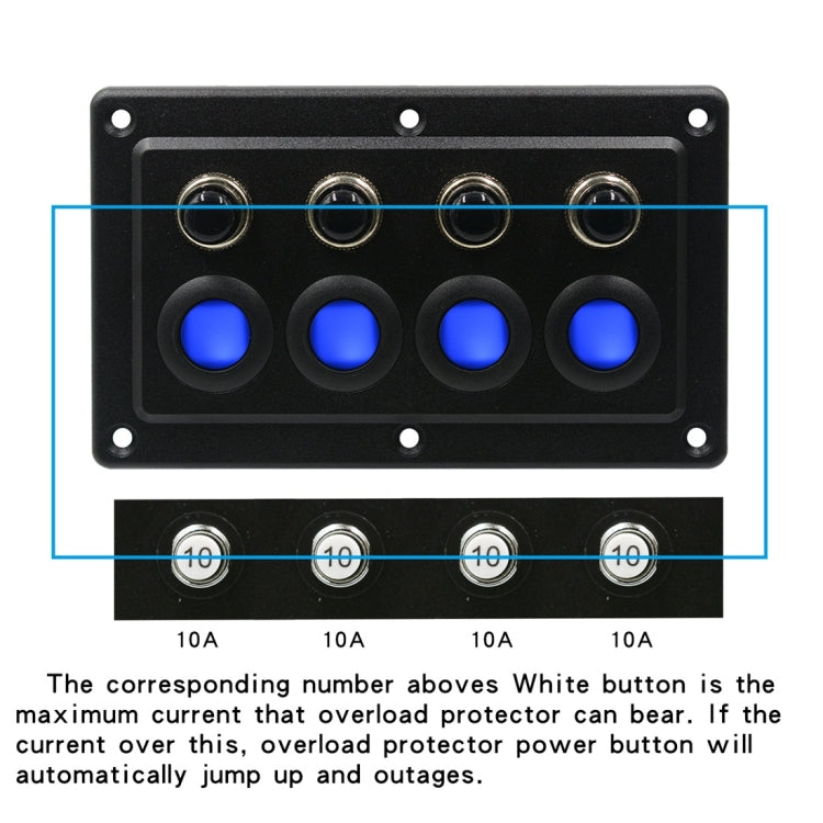 CS-976A1 12-24V 4 Way Switches Single Touch Switch Panel for Car RV Boat Yacht