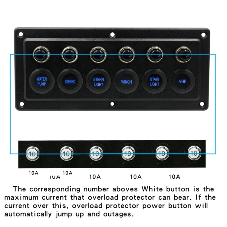 CS-976A2 12-24V 6 Way Switches Single Touch Switch Panel for Car RV Boat Yacht