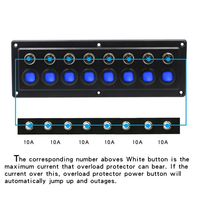 CS-976A3 12-24V 8 Way Switches Single Touch Switch Panel for Car RV Boat Yacht