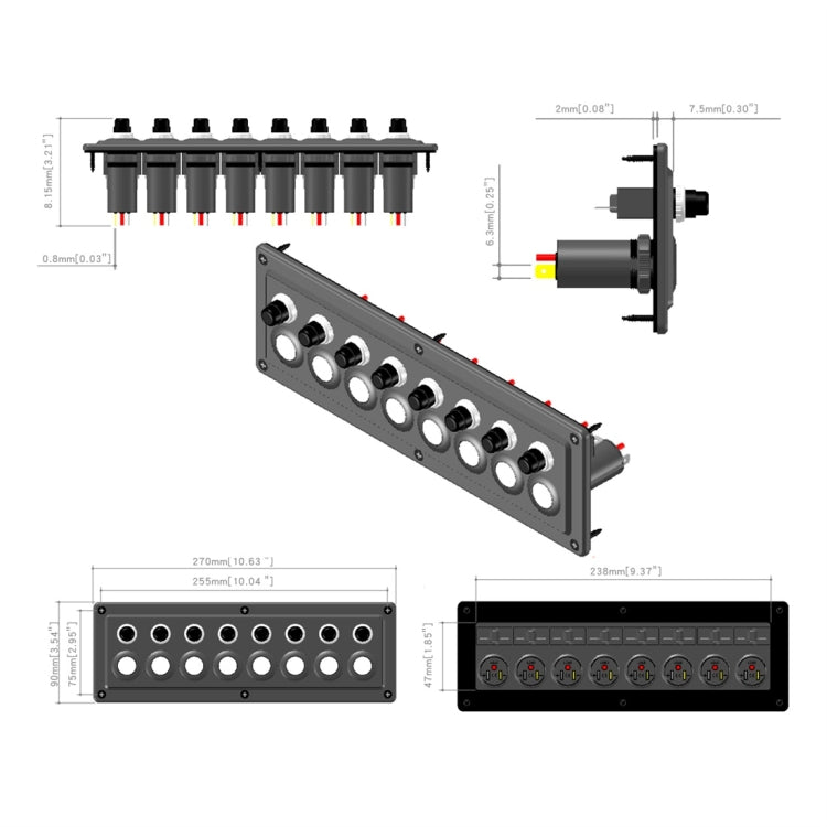 CS-976A3 12-24V 8 Way Switches Single Touch Switch Panel for Car RV Boat Yacht