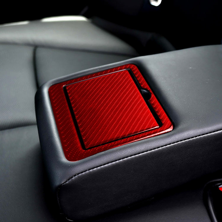 Car Carbon Fiber Rear Water Cup Holder Decorative Sticker for Infiniti Q50 2014-2020, Left and Right Drive(Red)