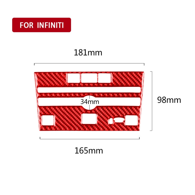 Car Carbon Fiber A Style CD Console Panel Decorative Sticker for Infiniti Q50 2014-2020, Right Drive(Red)