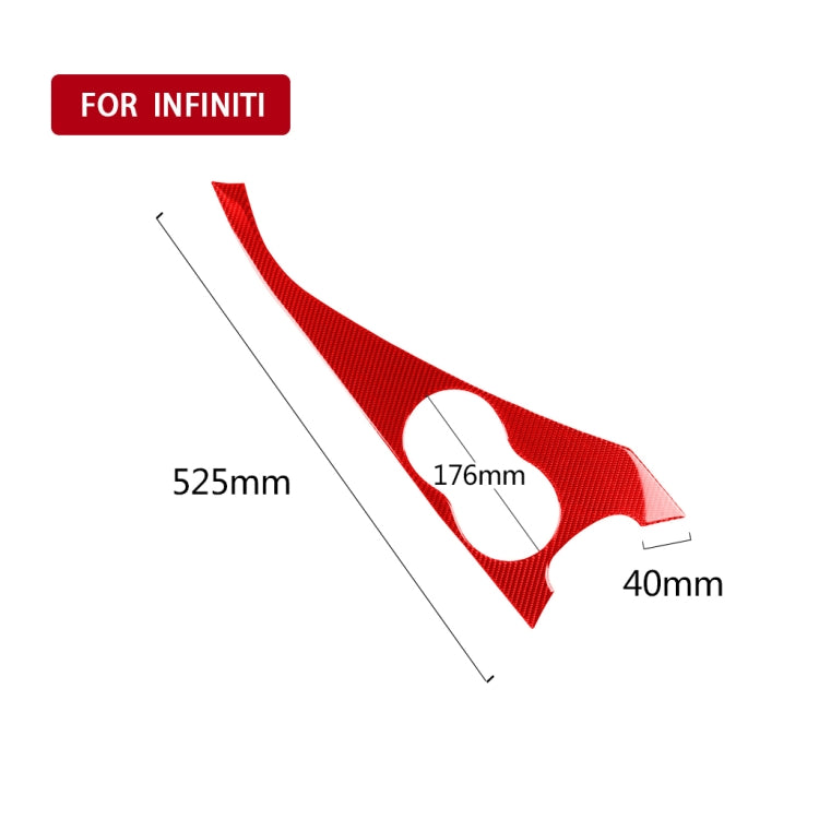 Car Carbon Fiber Water Cup Holder Panel Decorative Sticker for Infiniti Q50 2014-2020, Right Drive(Red)