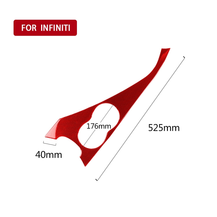 Car Carbon Fiber Water Cup Holder Panel Decorative Sticker for Infiniti Q50 2014-2020, Left Drive(Red)