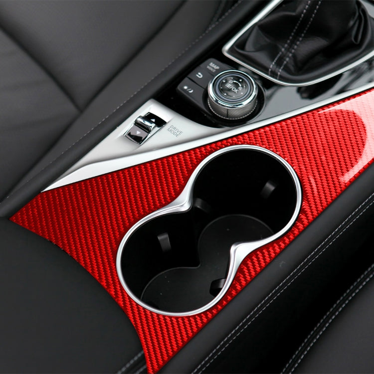 Car Carbon Fiber Water Cup Holder Panel Decorative Sticker for Infiniti Q50 2014-2020, Left Drive(Red)